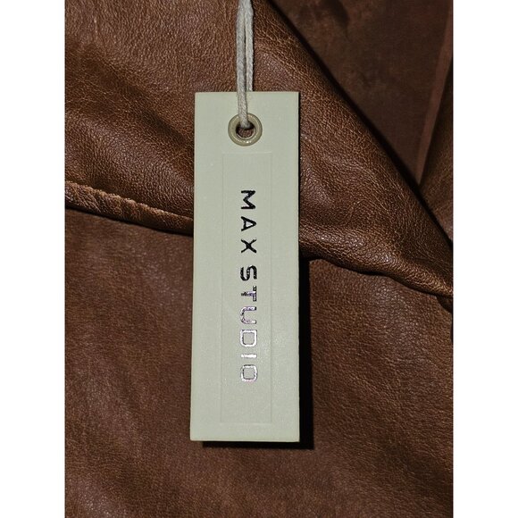 NWT Max Studio Women's Camel/Brown Faux Leather Jacket Size XL 089 - Picture 12 of 13